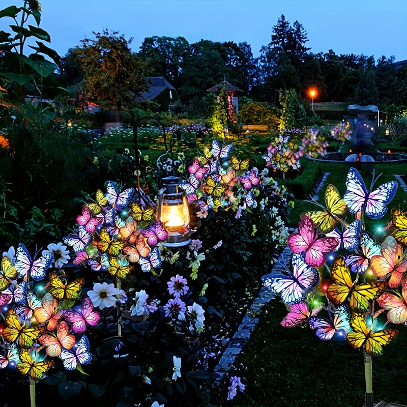 Outdoor Lighting For Backyard - พลังงานแสงอาทิตย์ LED สวนผีเสื้อไฟกันน้ําที่มีสีสันโคมไฟสนามหญ้ากลางแจ้งสําหรับลานลานเทศกาลคริสต์มาสตกแต่งหลังคา