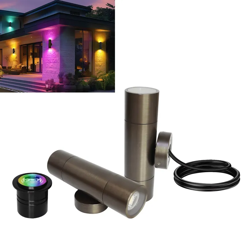 Outdoor Lighting Pathway - โคมไฟติดผนัง LED สำหรับภายนอกอาคาร ทำจากทองเหลืองทนทาน ดีไซน์กันน้ำ IP65