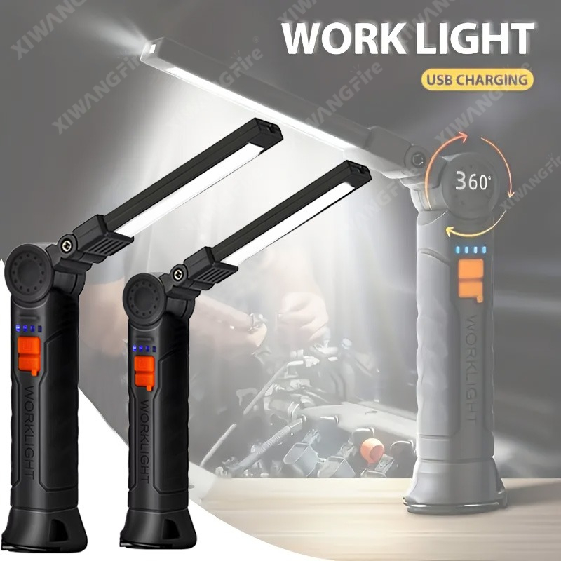 Outdoor Lighting Junction Box - ไฟฉาย LED แบบชาร์จไฟได้พร้อมแม่เหล็กและตะขอ, กันน้ำสำหรับงานรักษาความปลอดภัยในสถานที่ทำงาน ทำงานกลางคืน ตั้งแคมป์กลางแจ้ง