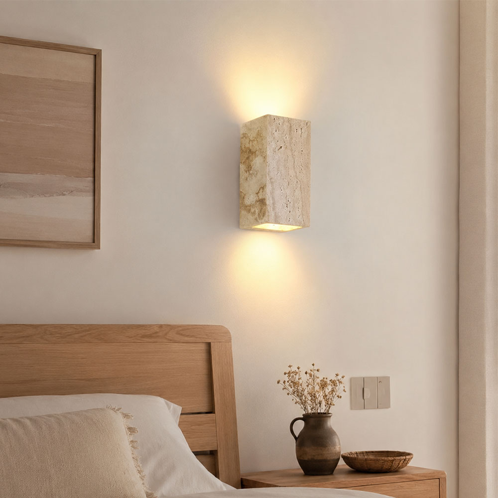 Xl Outdoor Lighting - โคมไฟติดผนังหินธรรมชาติ IP65 กันน้ำกลางแจ้ง โคมไฟข้างเตียงสไตล์เรโทร สำหรับตกแต่งบ้านทั้งภายในและภายนอก