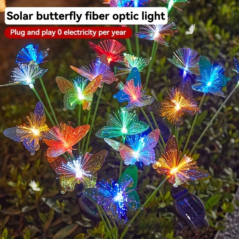Outdoor Lighting Yard Ideas - 1PC 6 หัว LED พลังงานแสงอาทิตย์ไฟเบอร์ออปติกไฟผีเสื้อ,2 โหมดกลางแจ้ง