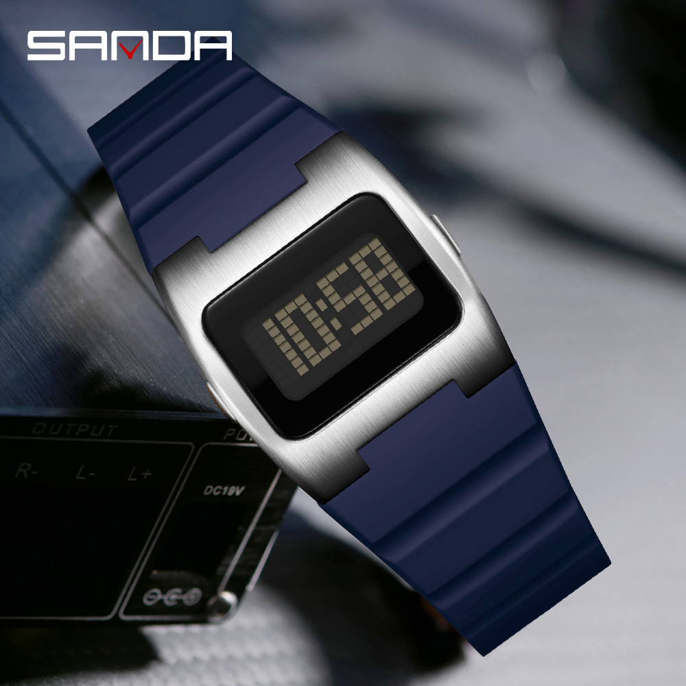 Outdoor Lighting Timer - SANDA 2214 นาฬิกาปลุกกีฬา นาฬิกาอิเล็กทรอนิกส์สำหรับผู้ชาย นาฬิกาสำหรับผู้ชายและนาฬิกากลางแจ้งสำหรับผู้ชาย นาฬิกาจับเวลาไฟกลางคืนอเนกประสงค์