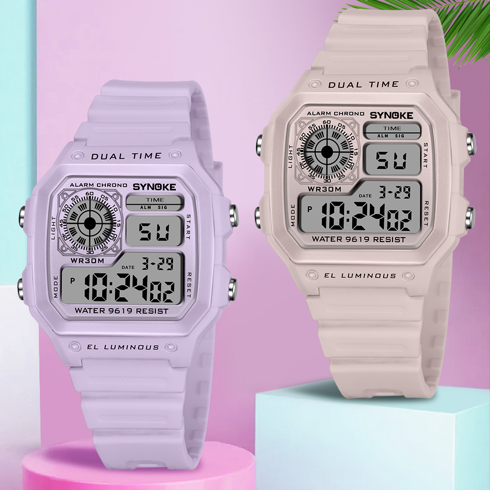 Outdoor Lighting Timer - SYNOKE นาฬิกาดิจิตอล Lady กีฬา Luminous กันน้ํา