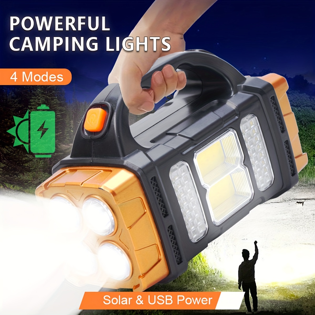 Photocell Outdoor Lighting - อัพเกรดใหม่ ไฟฉาย LED พลังงานแสงอาทิตย์แบบชาร์จไฟได้ กำลังสูง พร้อมพาวเวอร์แบงค์