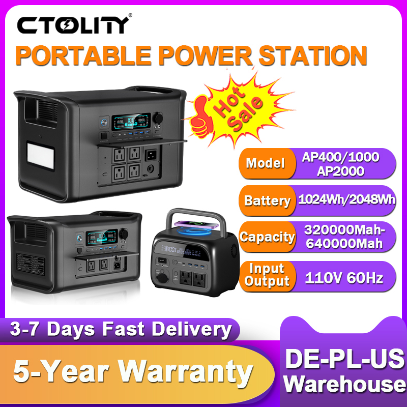 Xl Outdoor Lighting - CTOLITY 2400W สถานีไฟฟ้าแบบพกพา 1800W เครื่องกำเนิดไฟฟ้า ไฟ