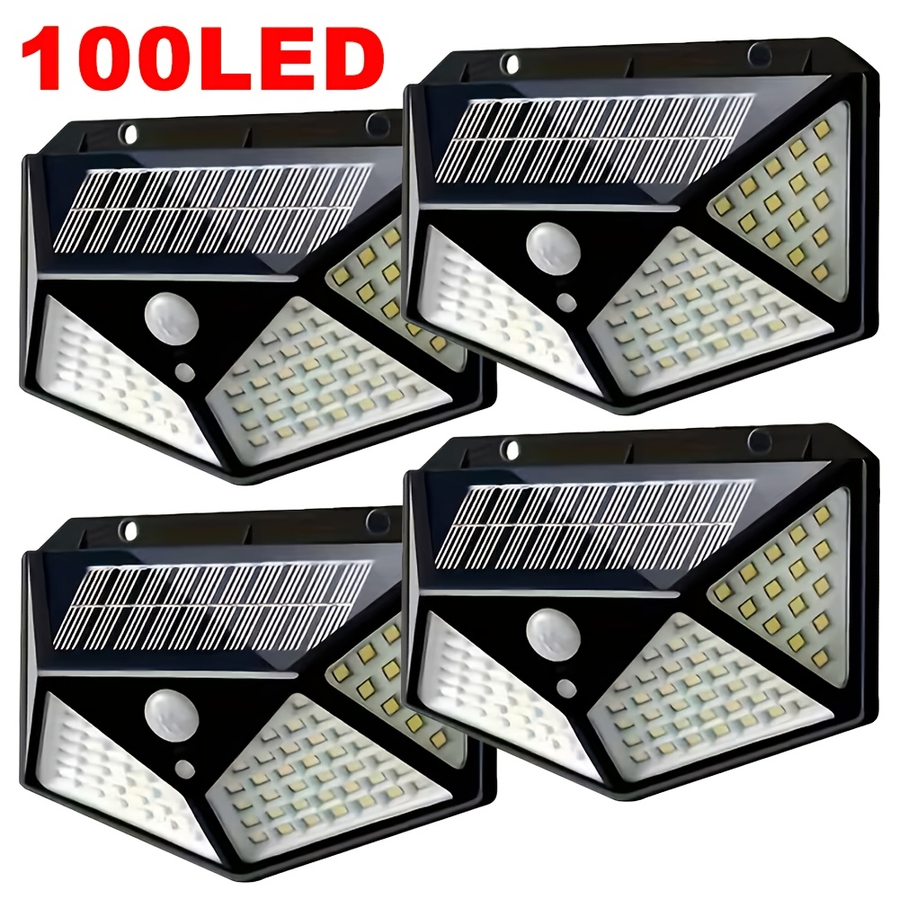 Outdoor Lighting Wall - ไฟสวนโซลาร์เซลล์ 100LED สำหรับภายนอกอาคาร พร้อมเซ็นเซอร์ตรวจจับความเคลื่อนไหว กันน้ำ ใช้ติดผนัง