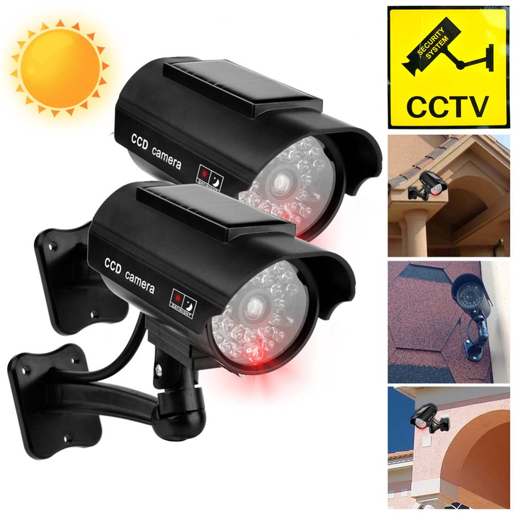 Photocell Outdoor Lighting - กล้องจำลองพลังงานแสงอาทิตย์กลางแจ้งกันน้ำกล้องดัมมี่ที่บ้านปลอดภัย CCTV ตรวจตราการจำลองกล้องปลอมสะท้อนแสง LED
