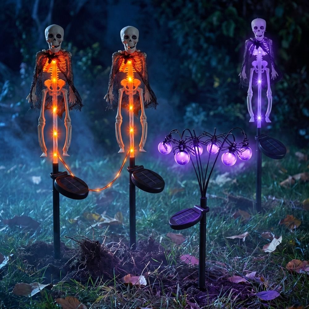 Outdoor Lighting Front Yard - ไฟสีม่วงตกแต่งฮาโลวีน รูปทรงแมงมุม ใช้กลางแจ้ง โคมไฟกันน้ำ โคมไฟสวน สนามหญ้าหน้าบ้าน