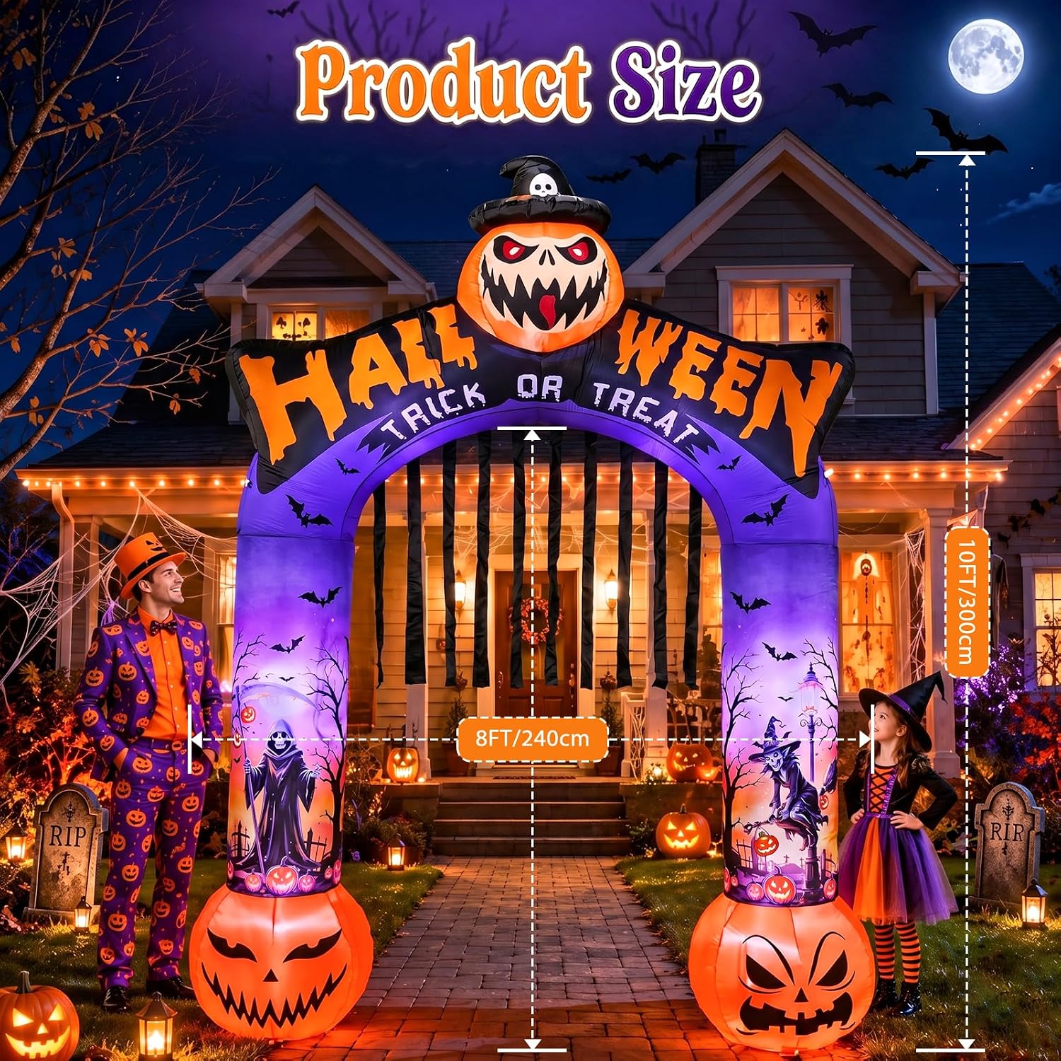 ซุ้มโค้งเป่าลมฮาโลวีนสูง 10 ฟุ - Outdoor Lighting Front Yard บทวิจารณ์และราคา