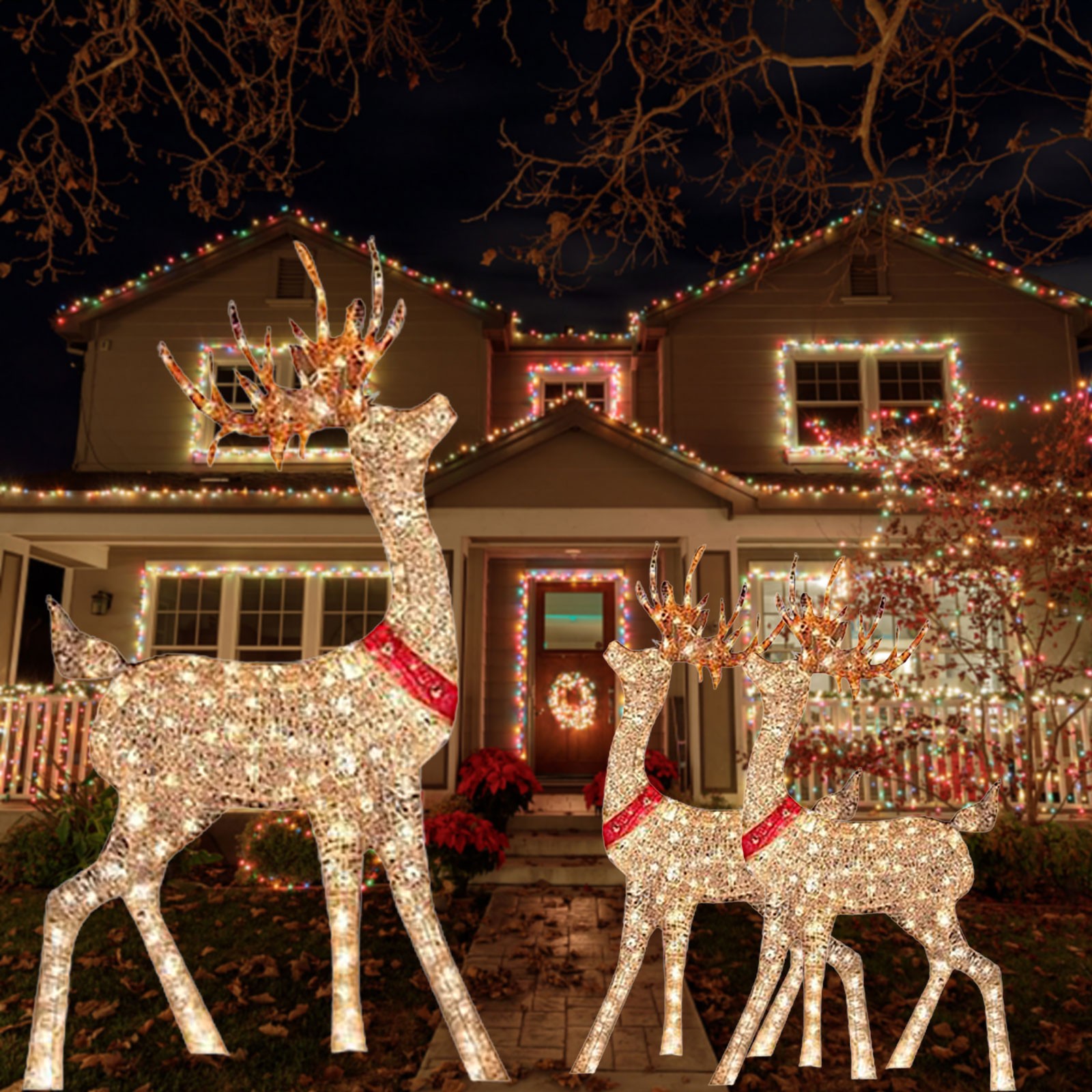 กวางตกแต่งคริสต์มาสแบบติดในบ้า - Outdoor Lighting Front Yard บทวิจารณ์และราคา