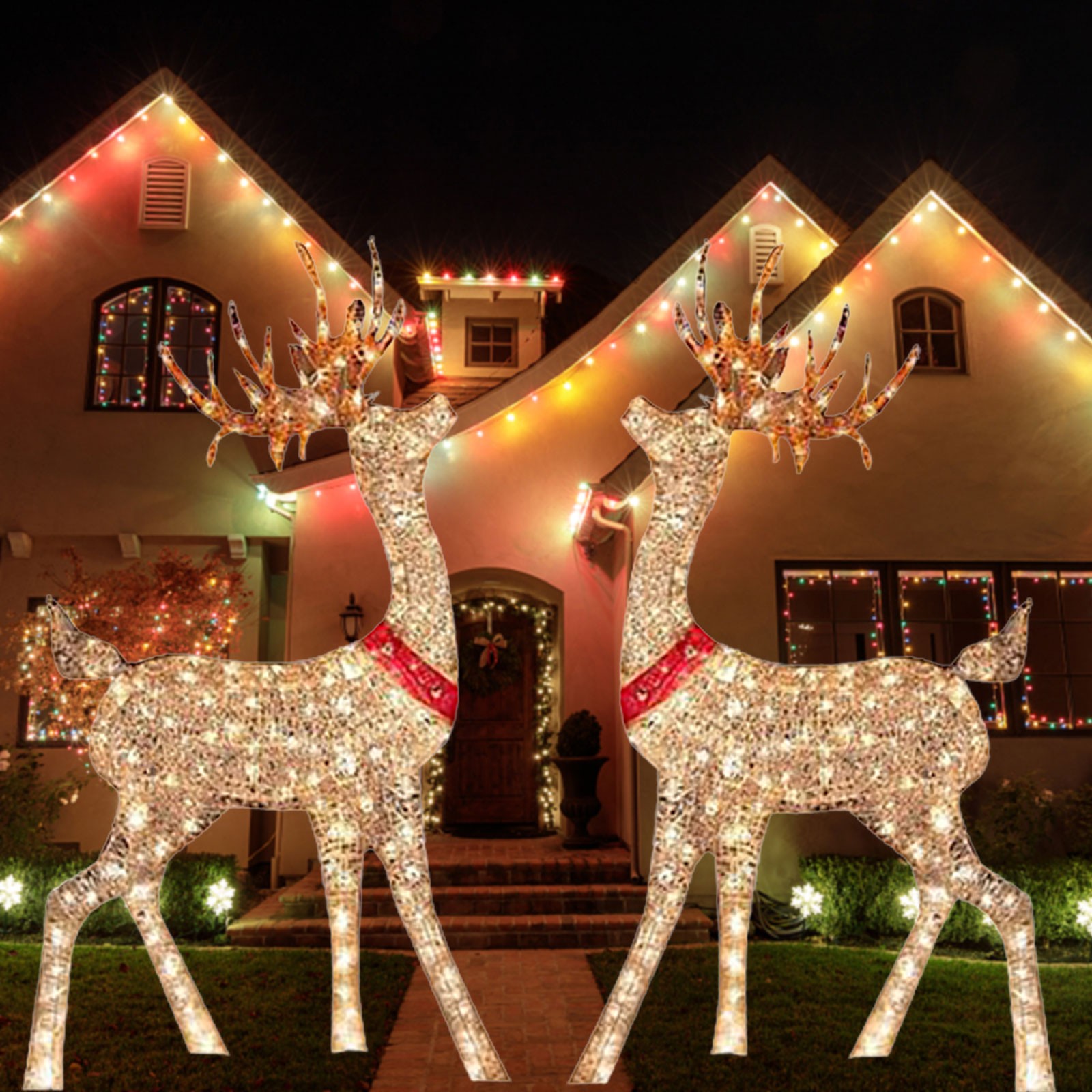 กวางตกแต่งคริสต์มาสแบบติดในบ้า - Outdoor Lighting Front Yard บทวิจารณ์และราคา