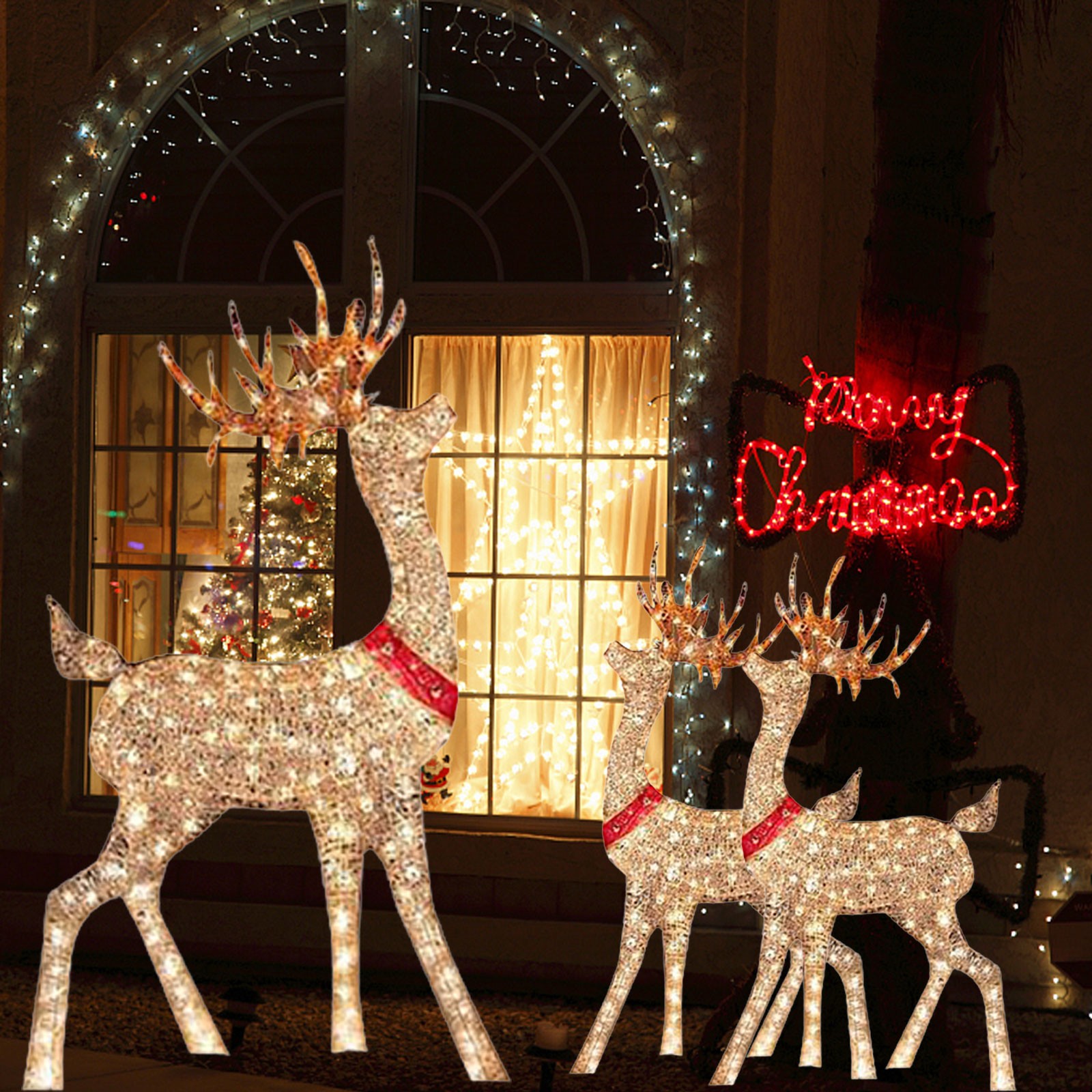 กวางตกแต่งคริสต์มาสแบบติดในบ้า - Outdoor Lighting Front Yard บทวิจารณ์และราคา