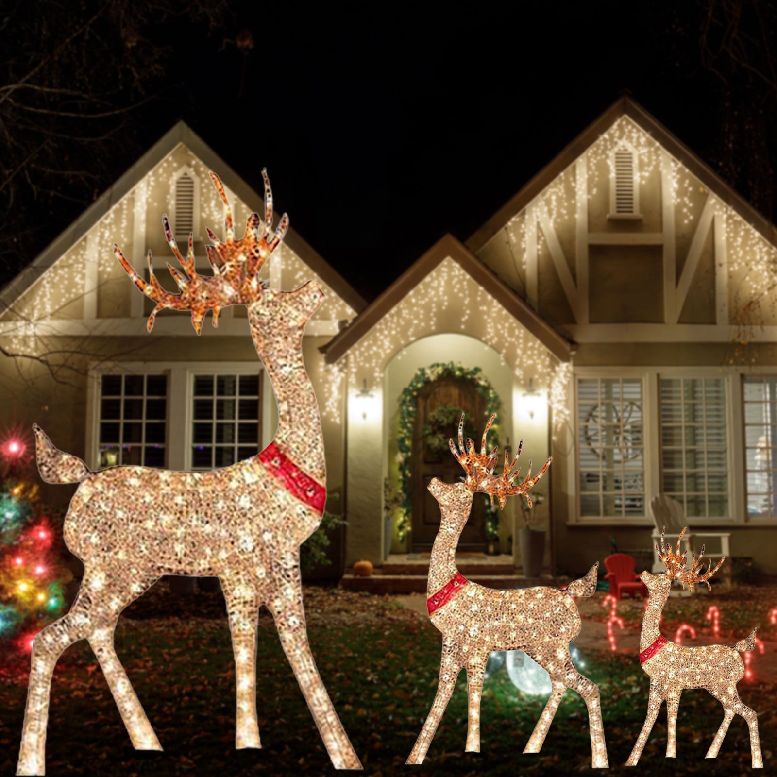 กวางตกแต่งคริสต์มาสแบบติดในบ้า - Outdoor Lighting Front Yard บทวิจารณ์และราคา