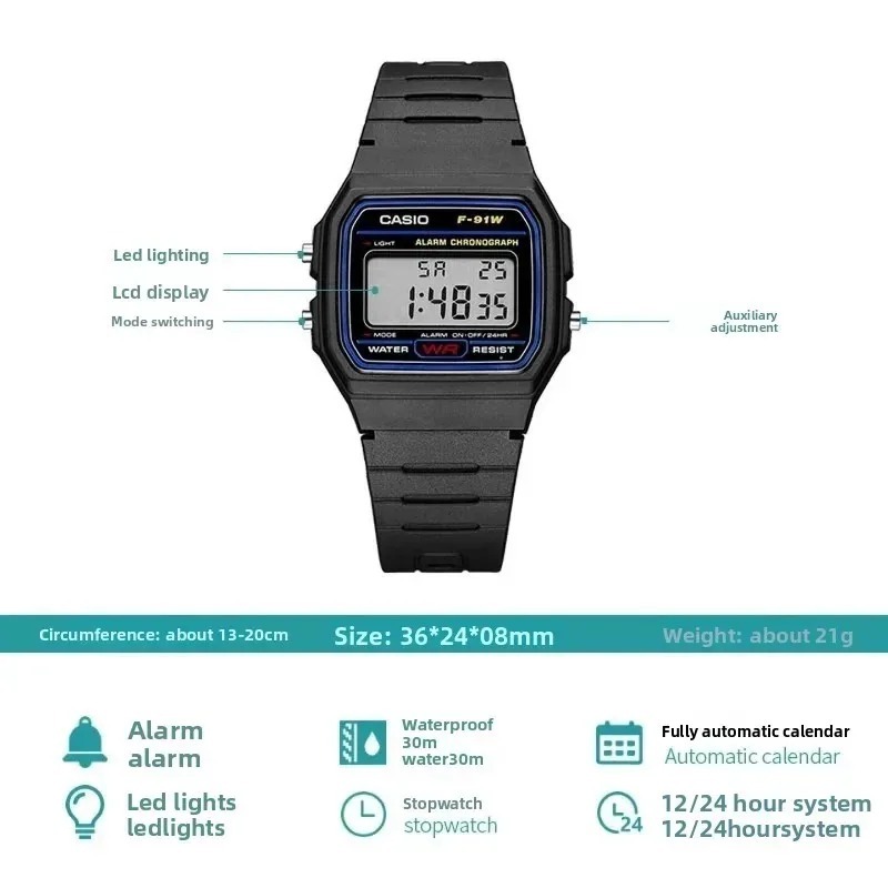 คาสิโอ F-91W-1 นาฬิกาข้อมือทรง - Outdoor Lighting Timer บทวิจารณ์และราคา